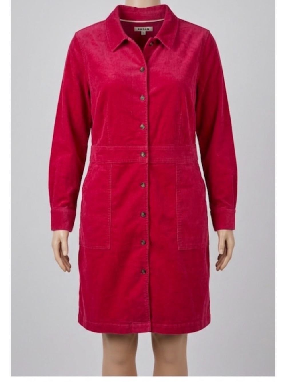 Boden Bright Pink Corduroy Button-Front Dress